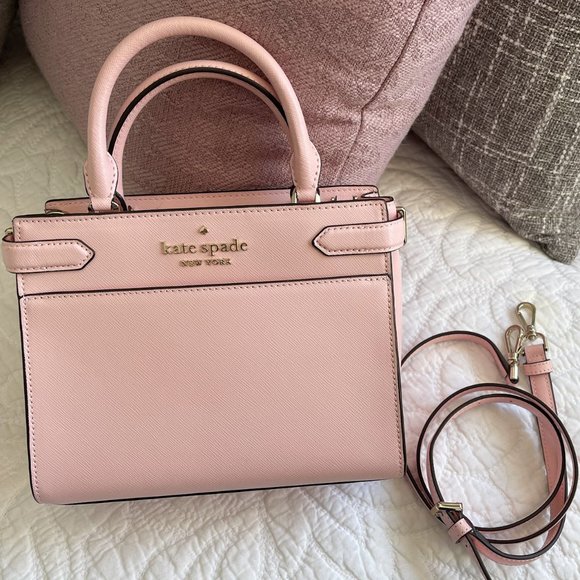 Kate Spade pale pink leather satchel/crossbody purse - Picture 1 of 12